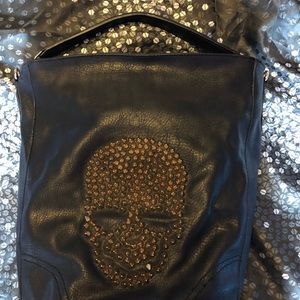 Skull Studded Hobo Bag